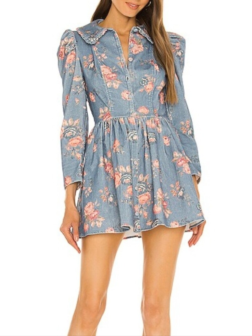 LoveShackFancy Beyers Dress Faded Denim